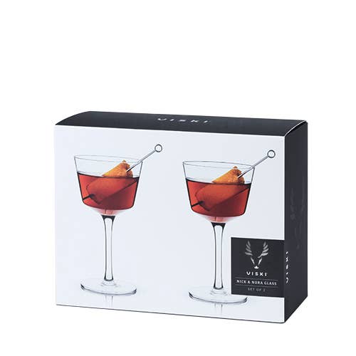 Angled Crystal Nick & Nora Glasses (Set of 2)