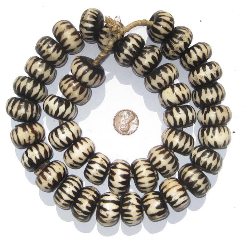 Large Chevron Design Batik Bone Beads