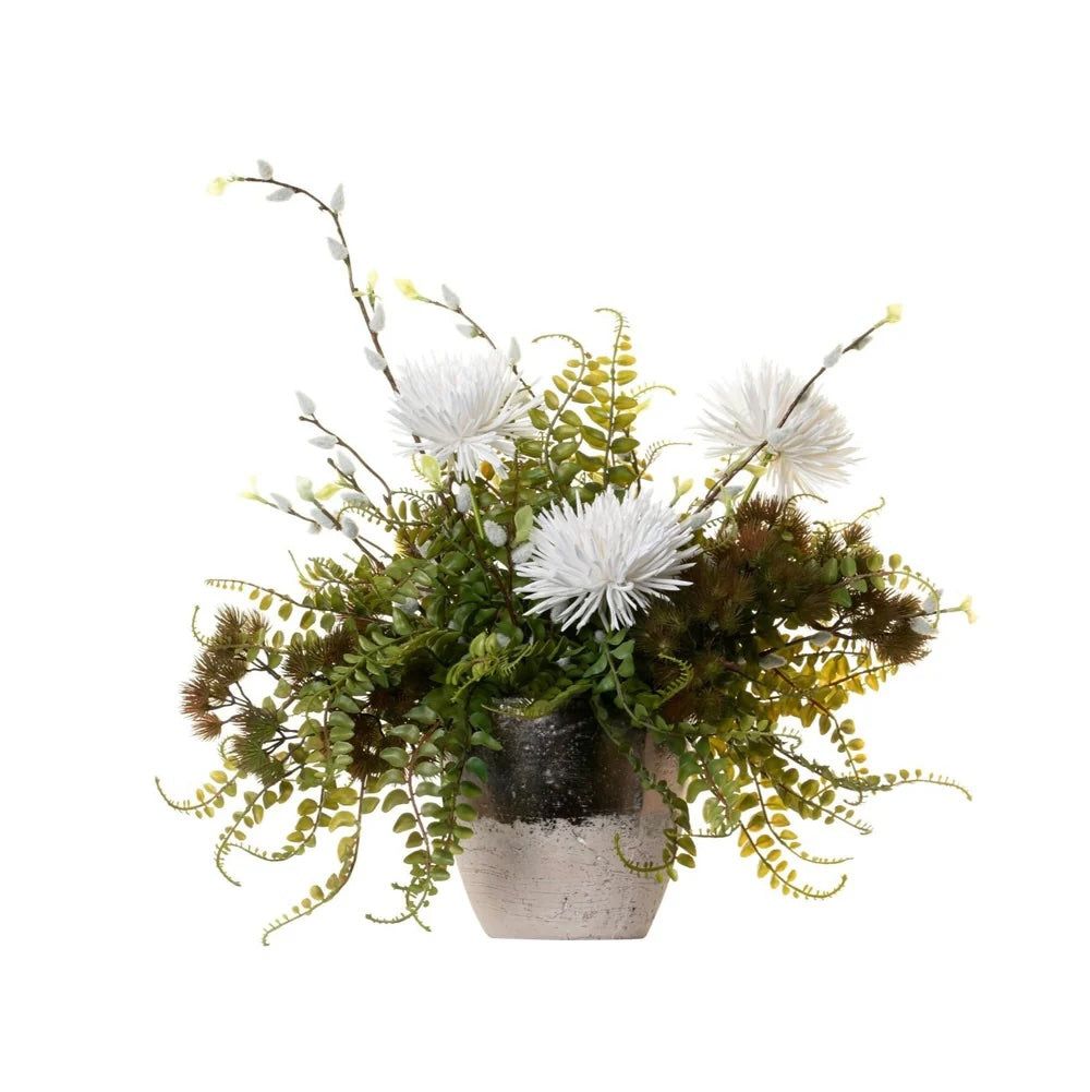 6" Muriel Pot with Floral Fern Arrangement