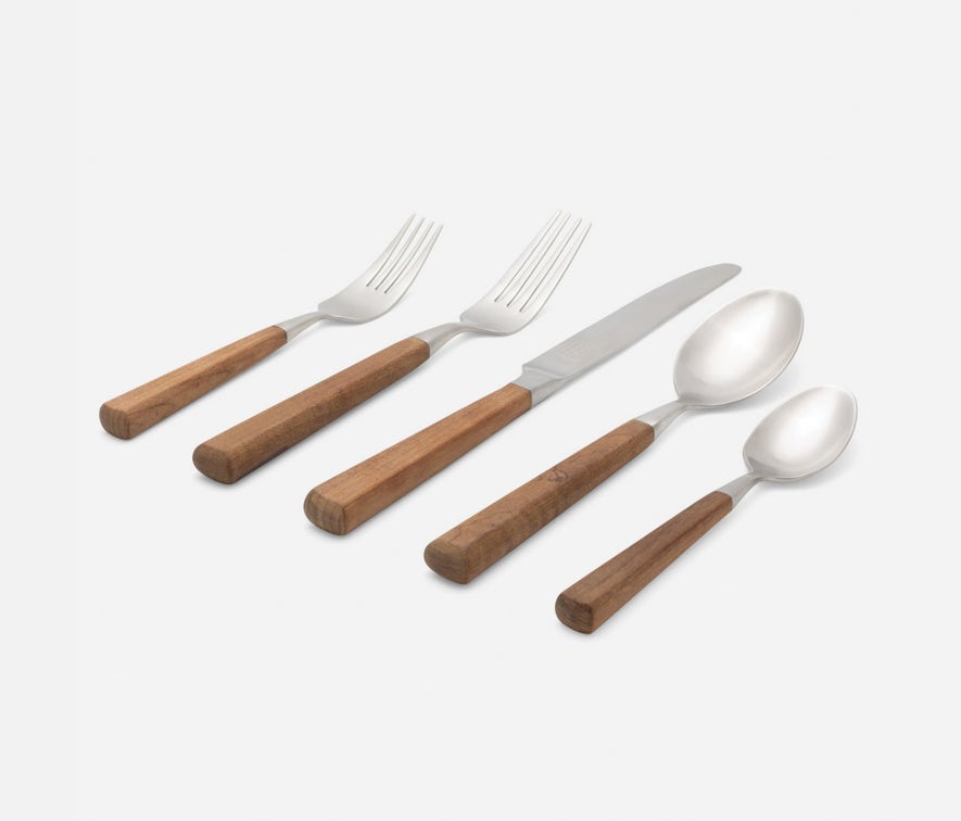 MICAH Maple Wood Handle Server Stainless Steel Flatware