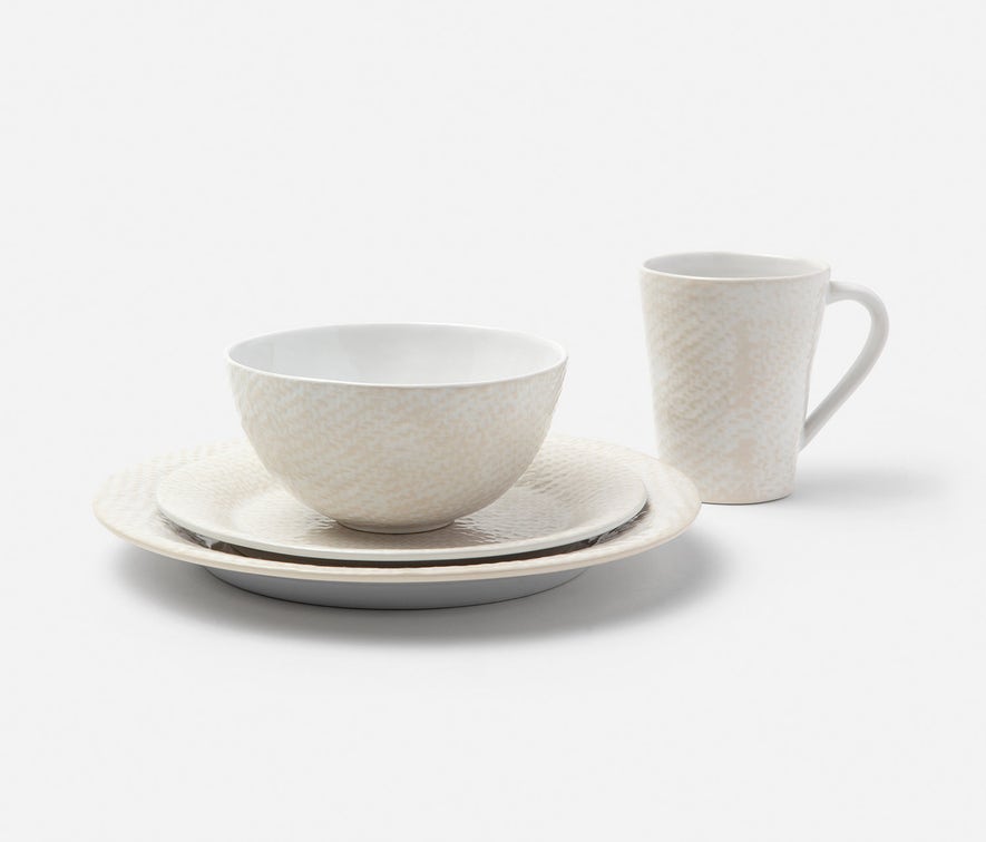 VIVIENNE Cream Patine Raffia Cereal/Ice Cream Bowl, set of 4