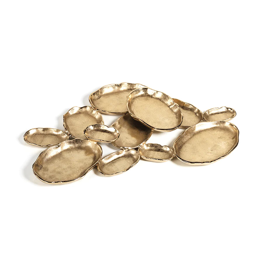Cluster of Twelve Oval Serving Bowls - Dark Gold