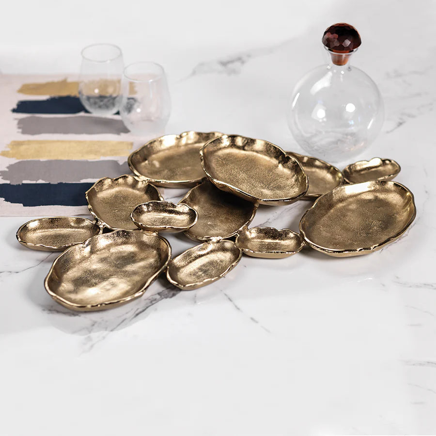 Cluster of Twelve Oval Serving Bowls - Dark Gold
