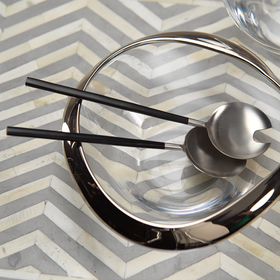 Modern Serving Set - Black / Matte Silver