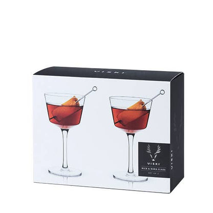 Angled Crystal Nick & Nora Glasses (Set of 2)