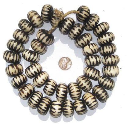 Large Chevron Design Batik Bone Beads