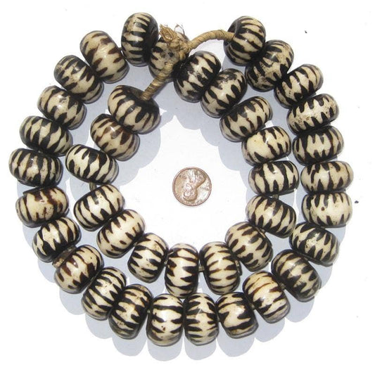 Large Chevron Design Batik Bone Beads
