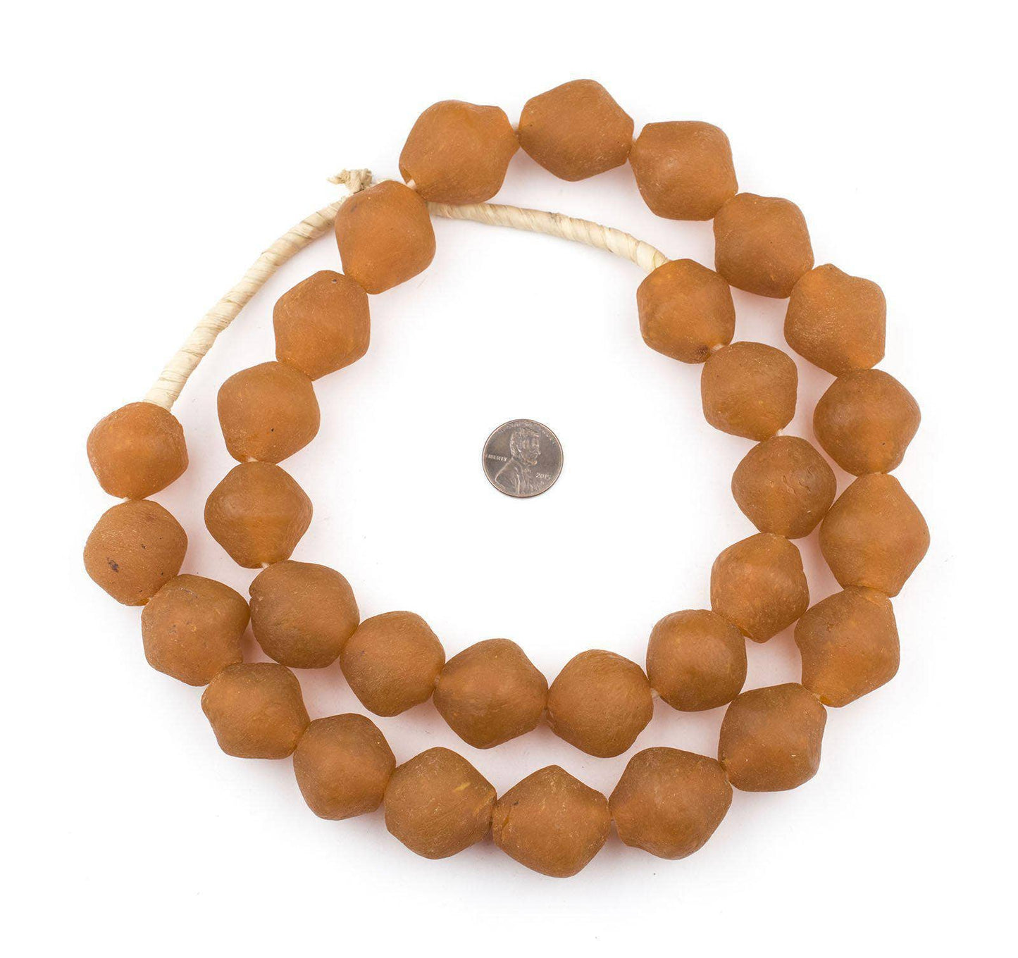25mm Jumbo Orange Bicone Recycled Glass Beads