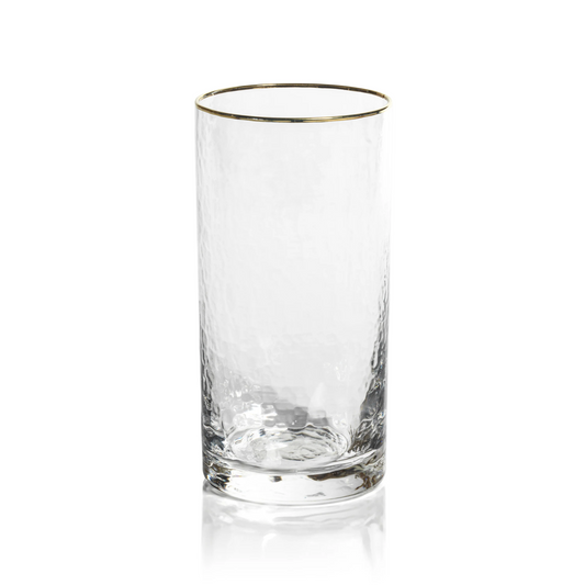 Negroni Hammered Glass - Clear with Gold Rim