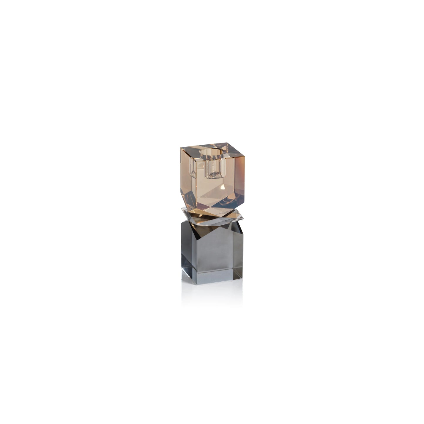 Vienna Artistry Two-Tone Crystal Candle Holder - Smoke & Gold 5"