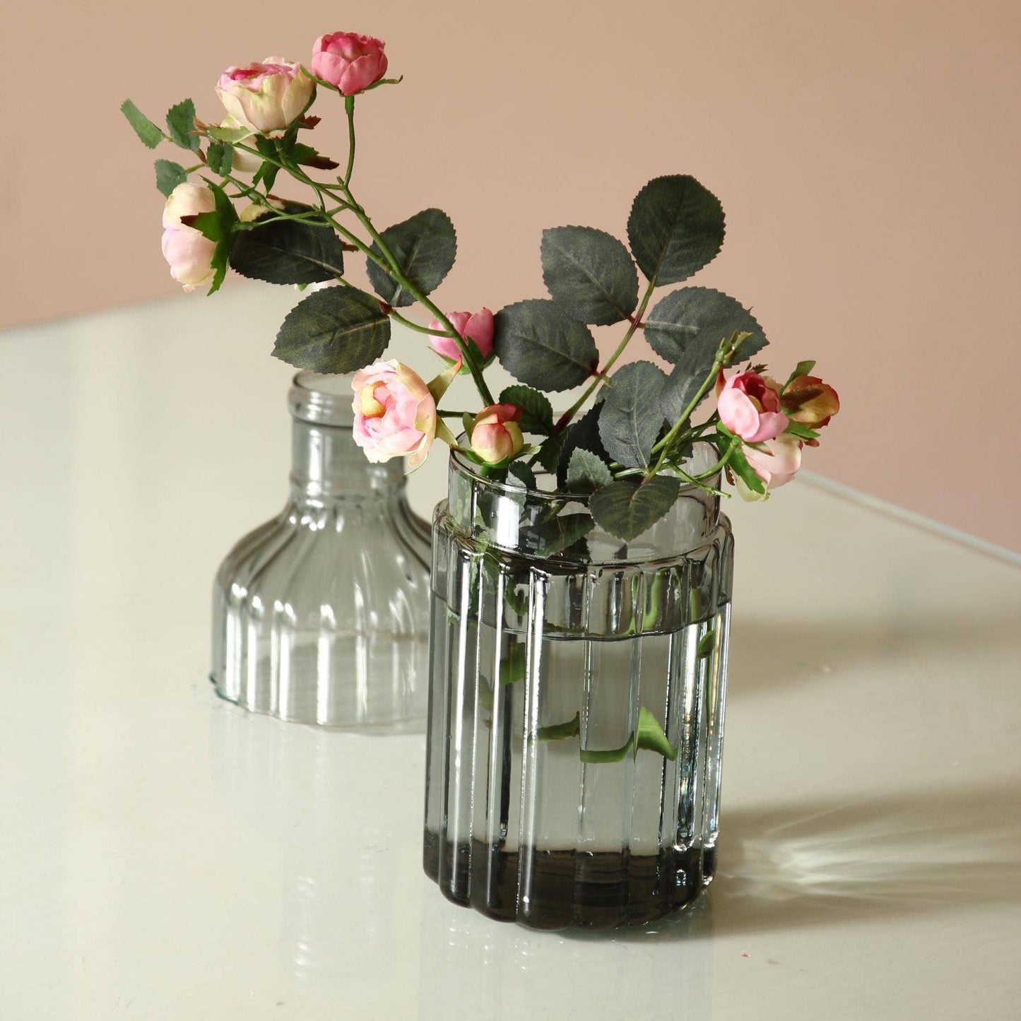 Metropolitan Elegance Ribbed Glass Flower Vase