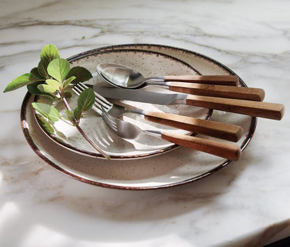 MICAH Maple Wood Handle Server Stainless Steel Flatware
