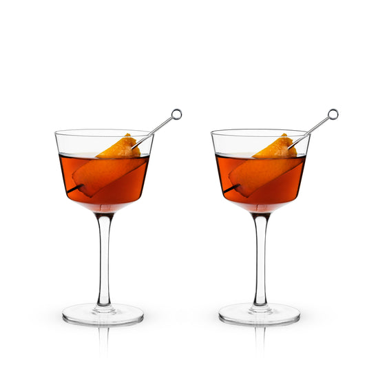 Angled Crystal Nick & Nora Glasses (Set of 2)