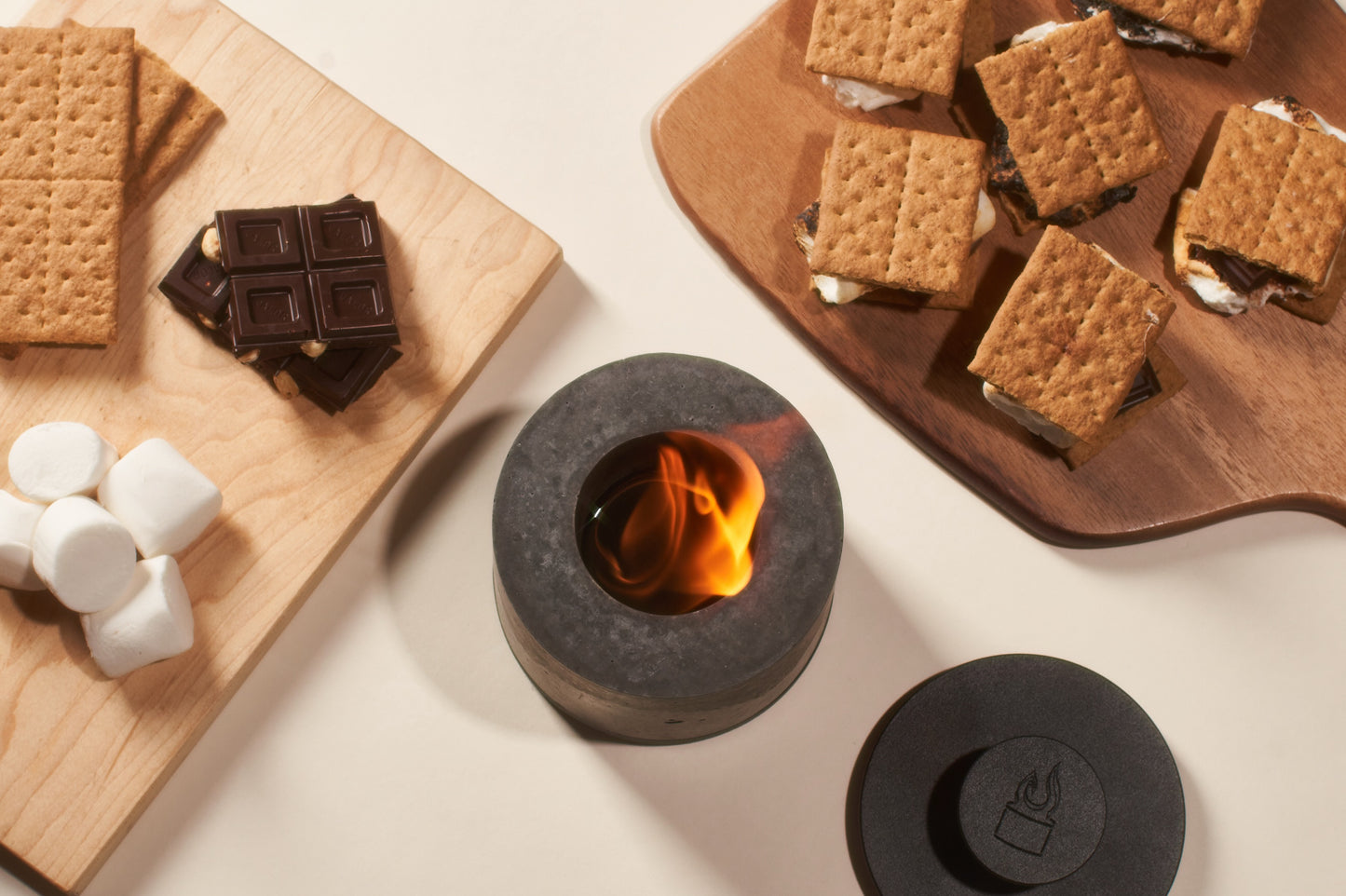 Round FLÎKR Fire® Bundle with Lid - Stainless, Black, Almond