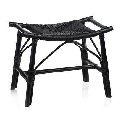 Tomoko All Black Rattan Stool