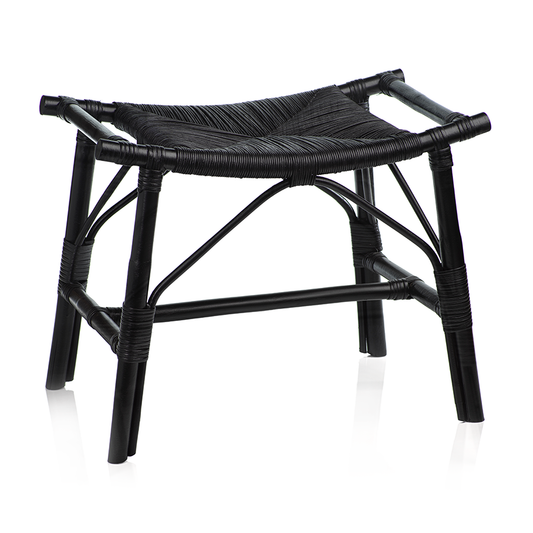 Tomoko All Black Rattan Stool