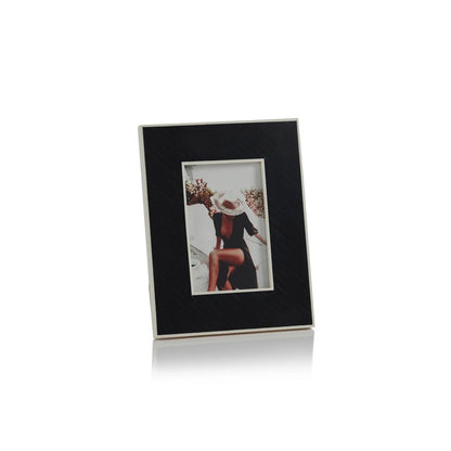 Black Bone Inlay Design Photo Frame with White Inner Border