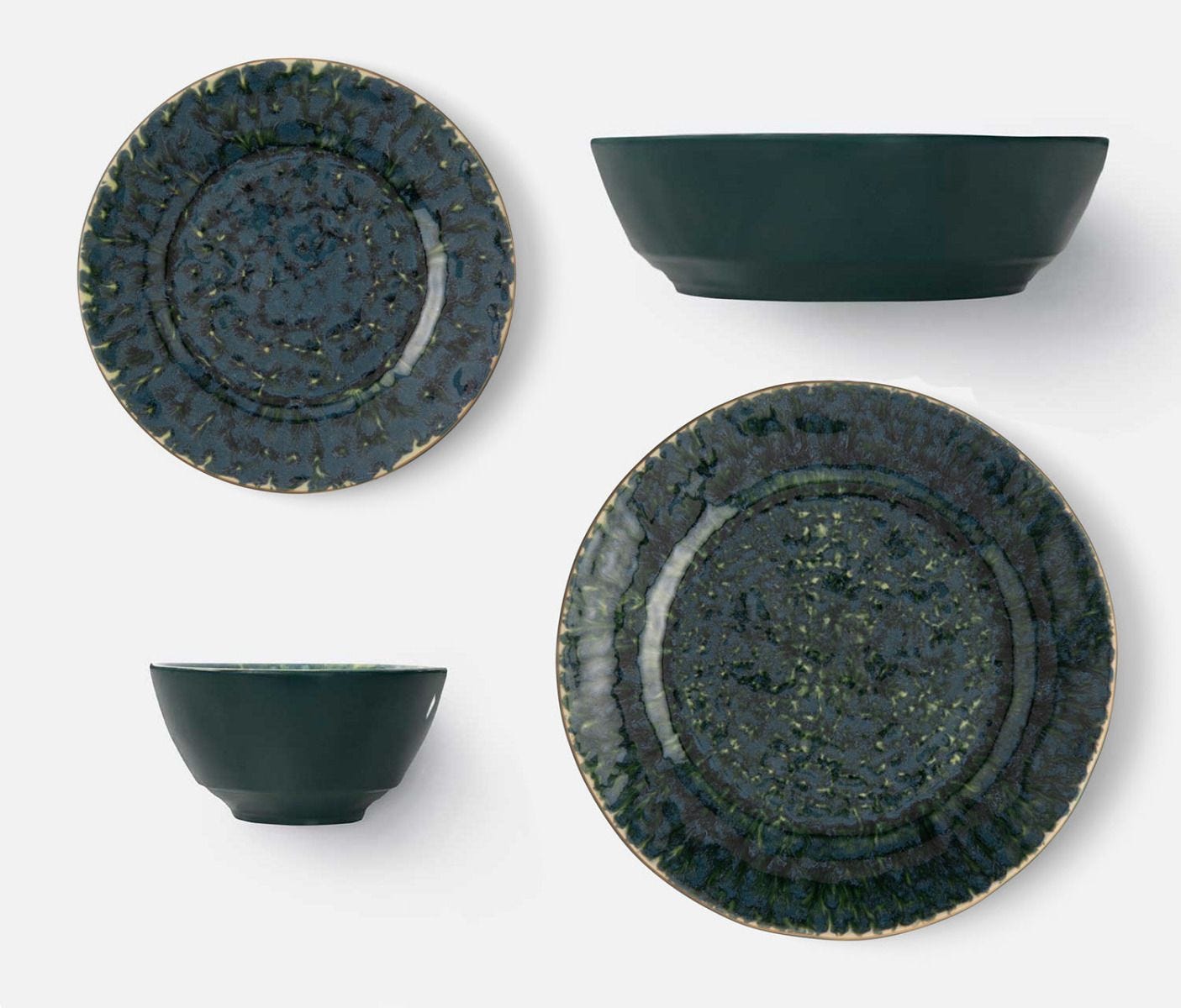BRIA Teal Reactive Table Collection, sets of 4