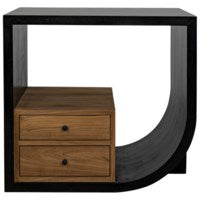 Burton Side Table, Hand Rubbed Black and Teak | Left & Right